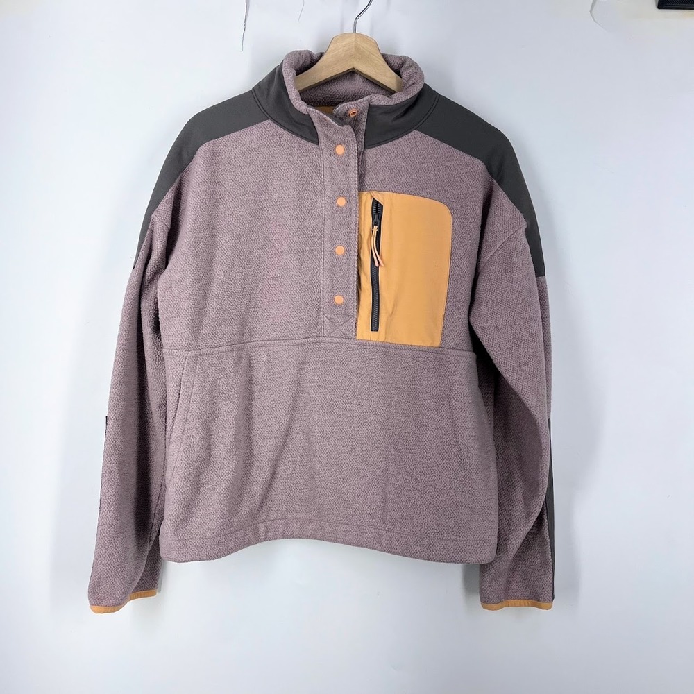 Prana Womens Peak Neck Fleece Pullover Women L Rose Grey 2064621